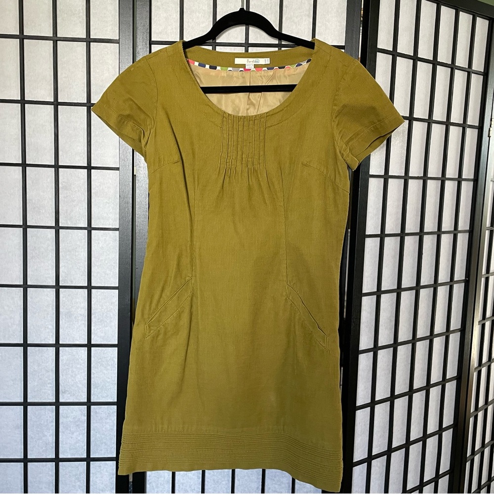 Chartreuse Biden Corduroy Mini Dress UK 8/US 4
